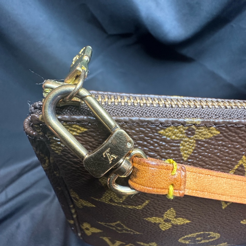 Louis Vuitton LV Monogram Brown and Gold Pouchette w/ LV Strap with COA - Picture 9 of 12